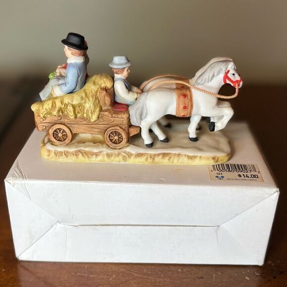 Disney Colonial Village Geo Z Lefton 1987 haywagon horse drawn carriage w/ box - Picture 5 of 9
